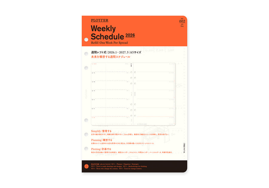 PLOTTER Schedule Refill 2026 - Weekly - A5 Size