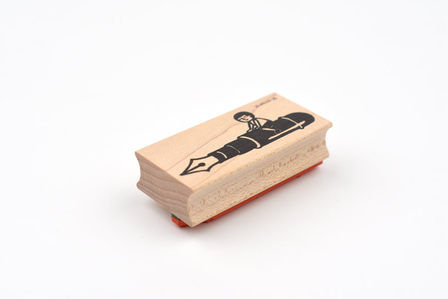 RiraRira Wooden Rubber Stamp - Mamoru-kun's Fountain Pen