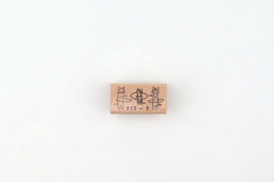 Pottering Cat Wooden Stamp - Large - Hula Hoop