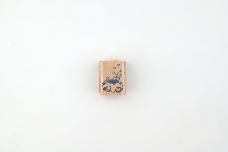 Pottering Cat Wooden Stamp - Small - Kotatsu