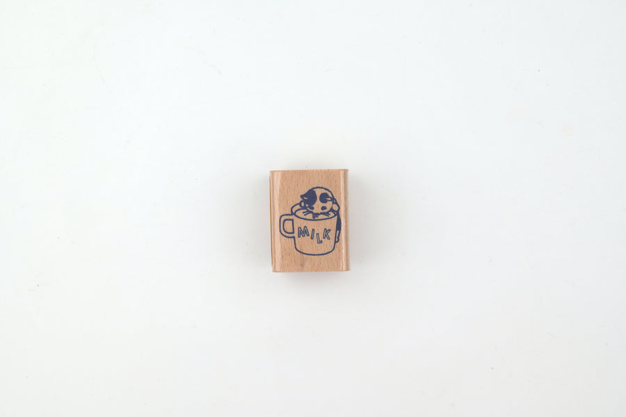 Pottering Cat Wooden Stamp - Small - Milk