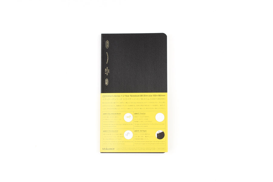 Stalogy Editor's Series 1/2 Year Notebook - B6 Slim - Black