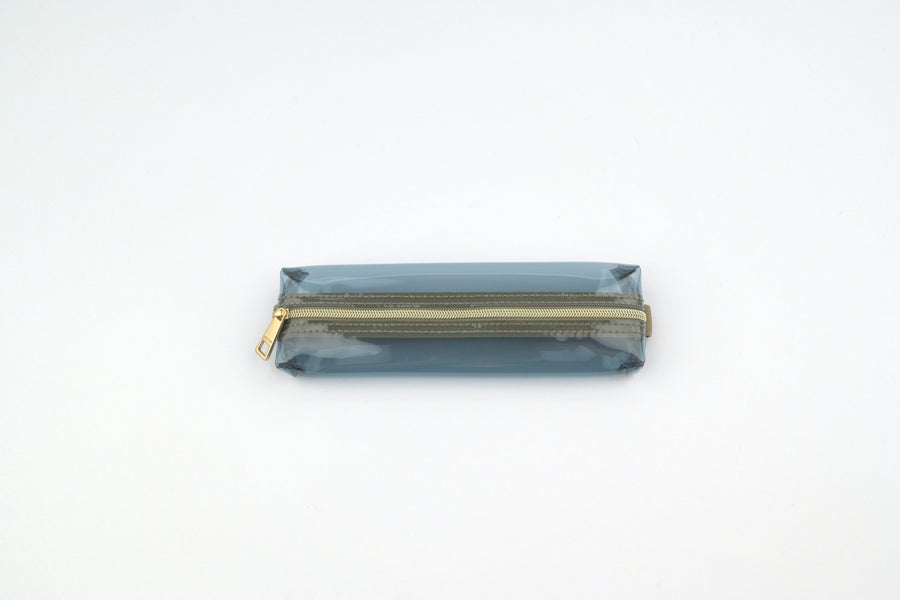 Midori Book Band Pen Case - Transparent Navy x Khaki