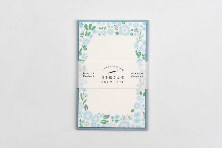 Furukawa Paper - Walking Series - Small Blue Flowers Letter Set