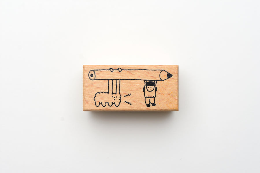 Yohand Studio Wooden Stamp - Writing with Fluffy Cloud Dog