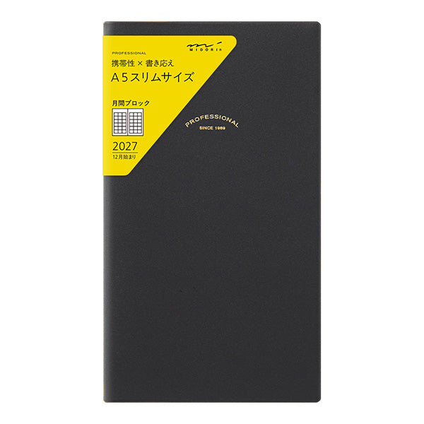 Midori Professional Diary A5 Slim Monthly Block Planner - 2027 (Coming Soon)