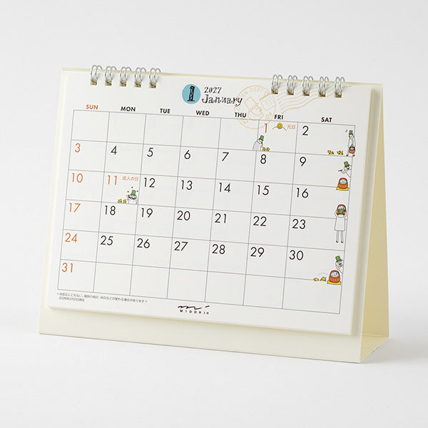 Midori Desk Ring Calendar - Ojisan - Medium - 2027 (Coming Soon)