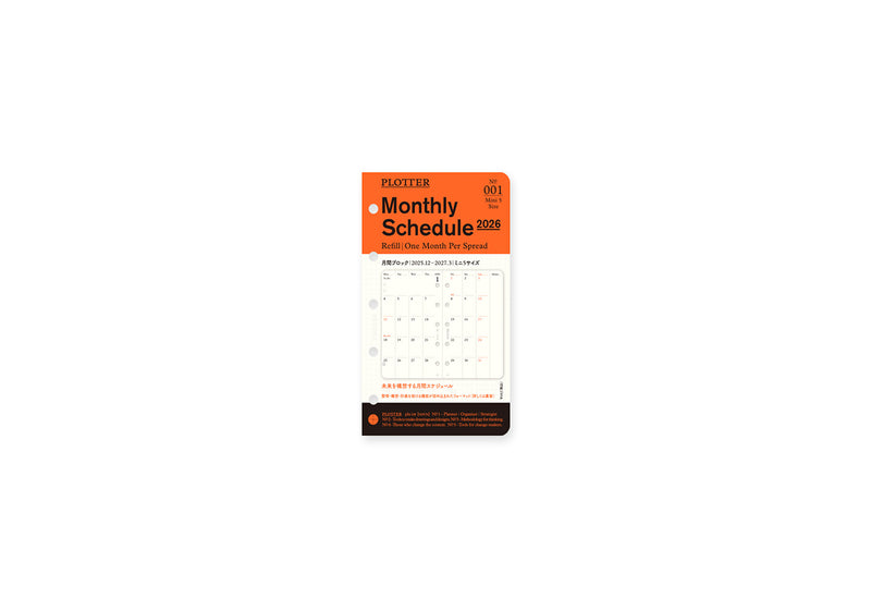 PLOTTER Schedule Refill 2026 - Monthly - Mini 5 Size