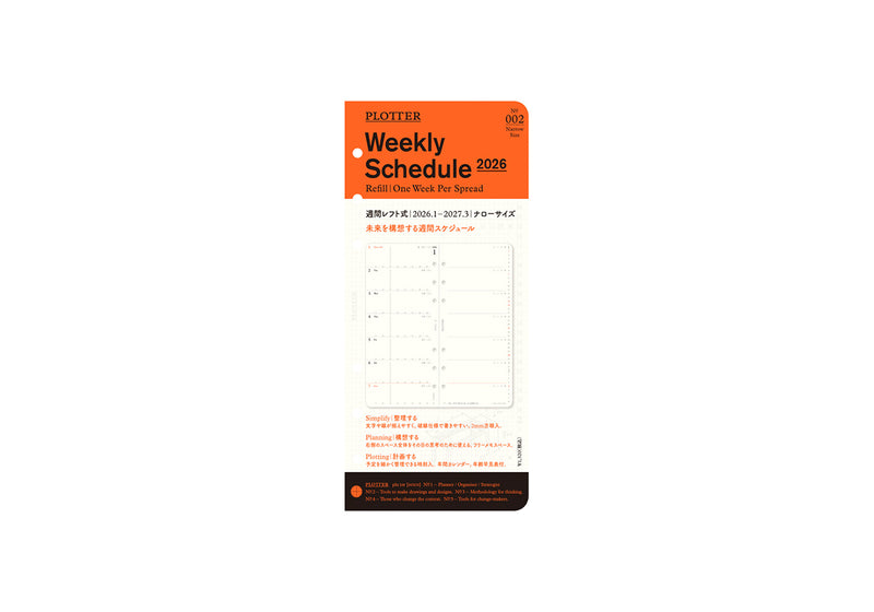 PLOTTER Schedule Refill 2026 - Weekly - Narrow Size