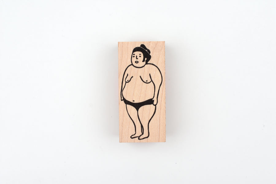 RiraRira Wooden Rubber Stamp - Standing Sumo Wrestler