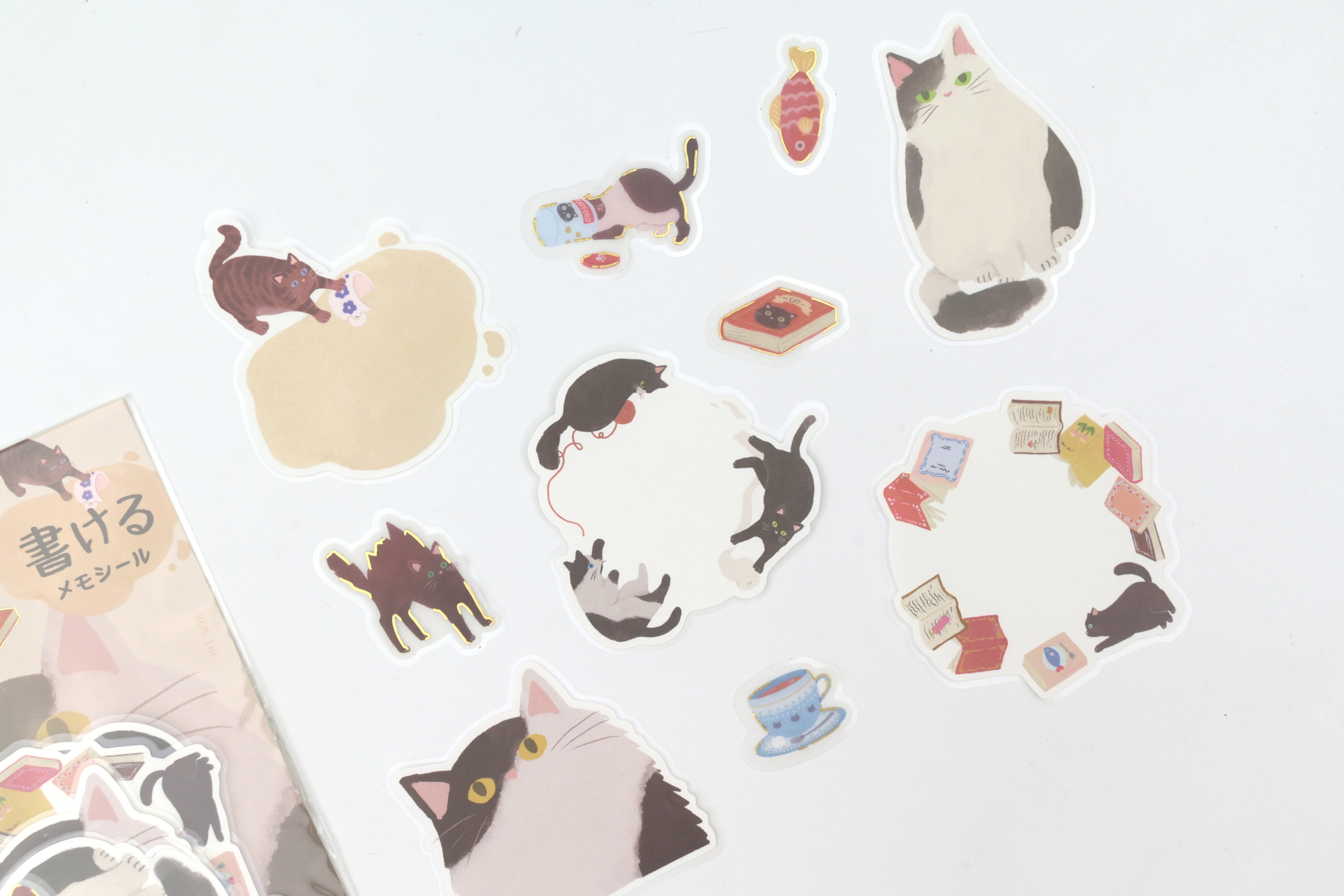BGM Flake Sticker - Memo - Cat Diary - Black
