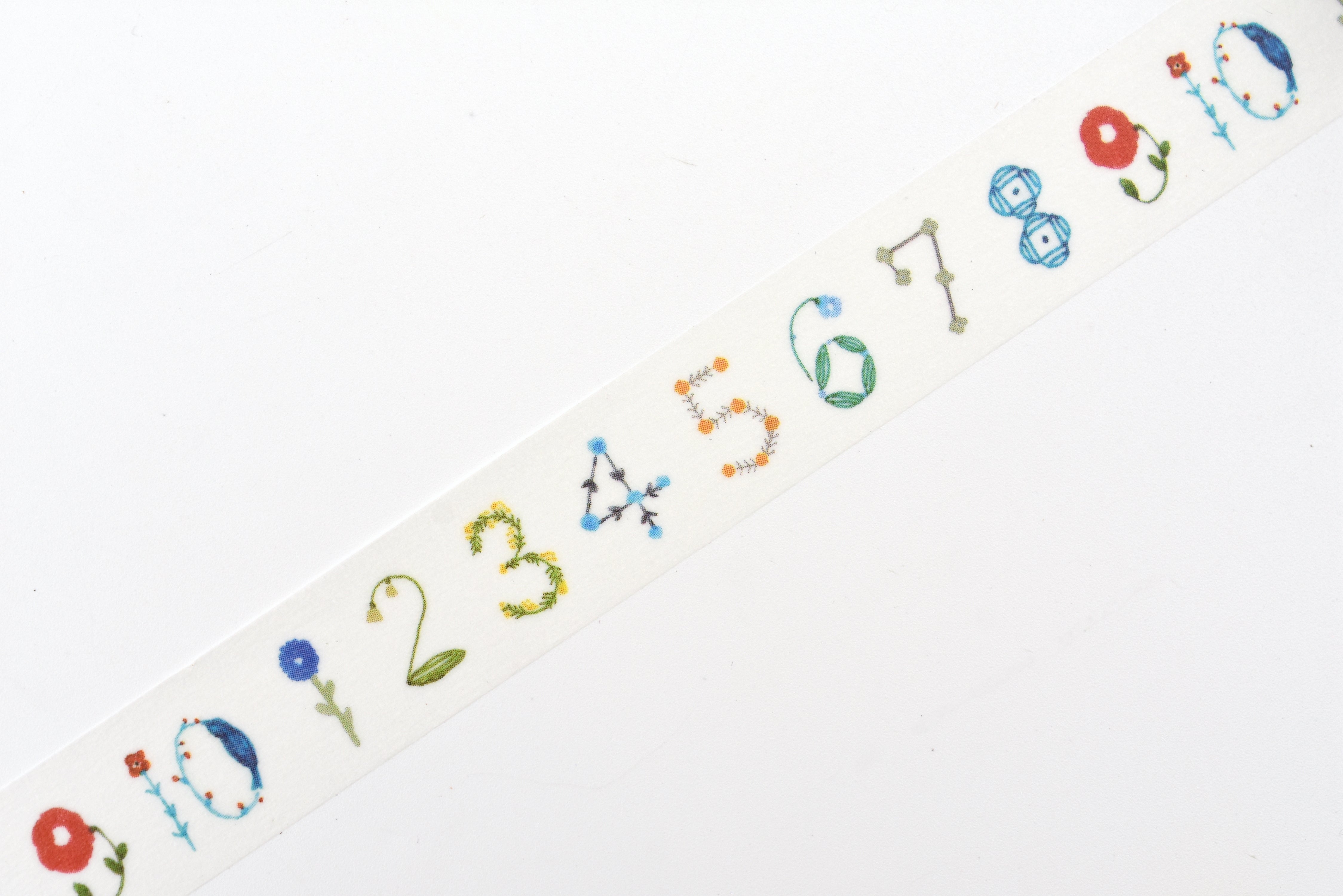 Seitousha Washi Tape - Flower Numbers - Light Blue