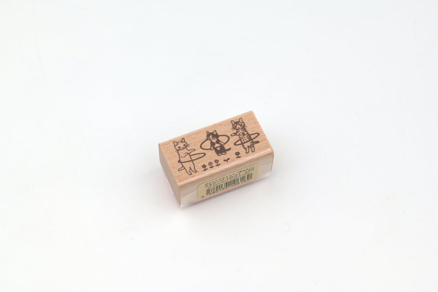 Pottering Cat Wooden Stamp - Large - Hula Hoop