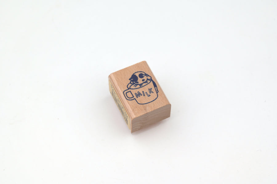 Pottering Cat Wooden Stamp - Small - Milk