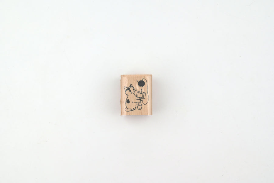 Pottering Cat Wooden Stamp - Small - Kendama