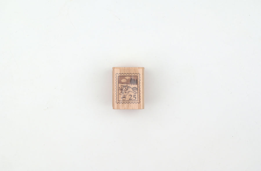 Pottering Cat Wooden Stamp - Small - Stamp