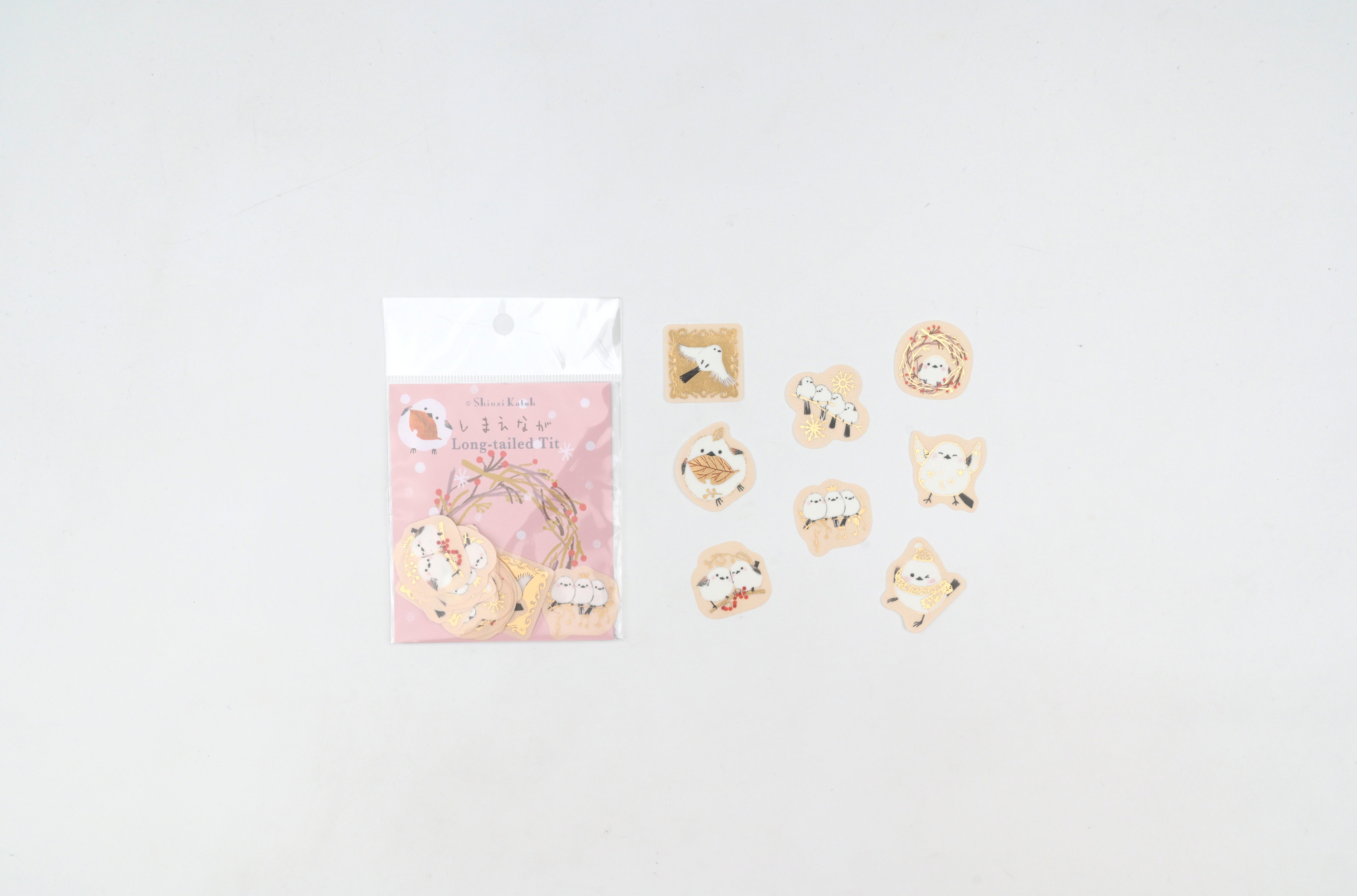 SEAL-DO Gold-Foil Flake Sticker - Long-Tailed Tit