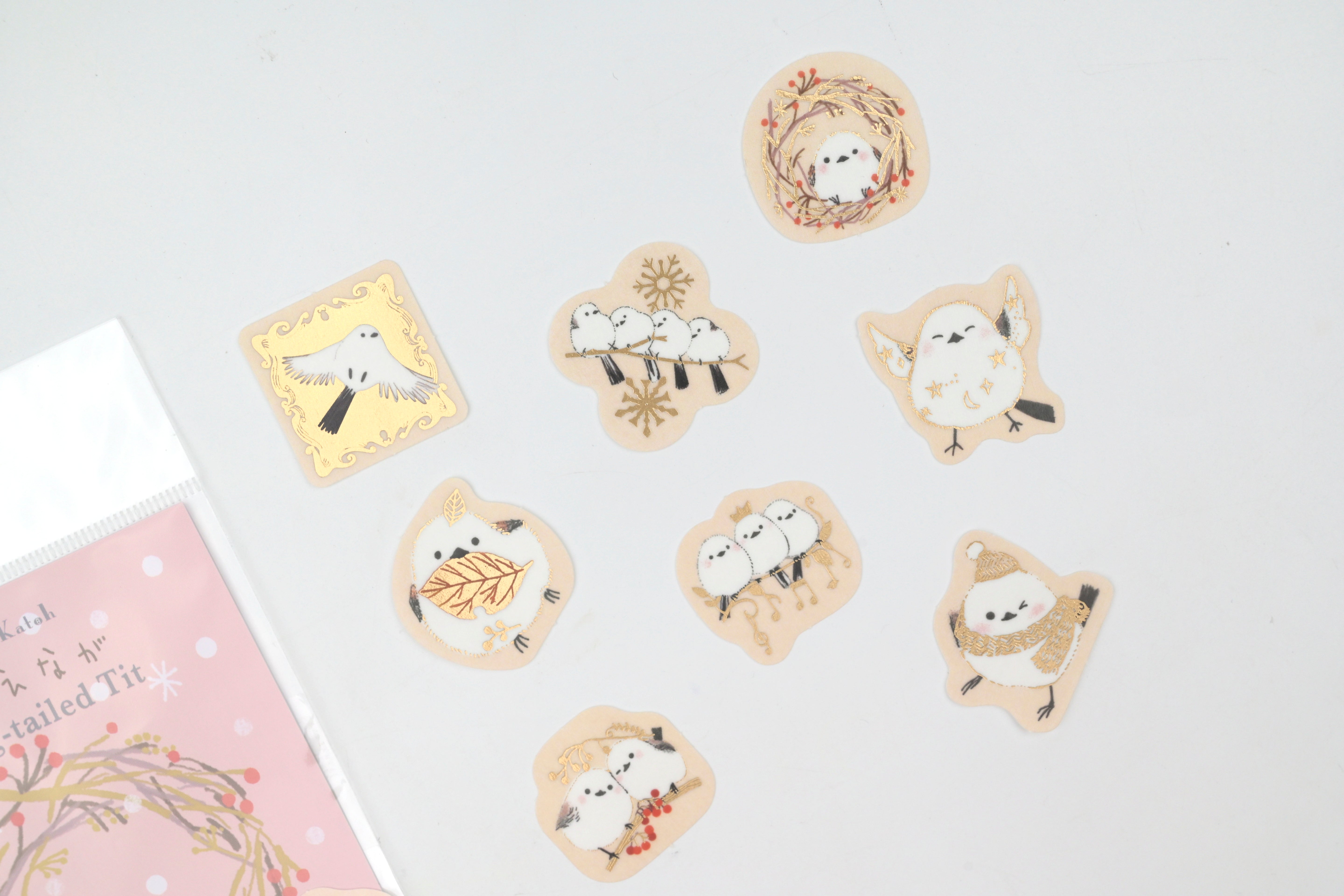 SEAL-DO Gold-Foil Flake Sticker - Long-Tailed Tit