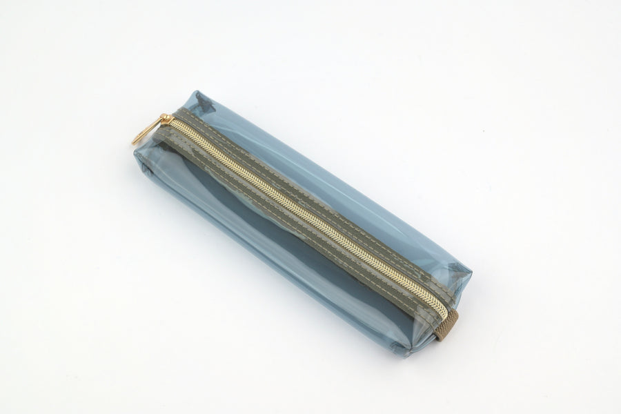 Midori Book Band Pen Case - Transparent Navy x Khaki