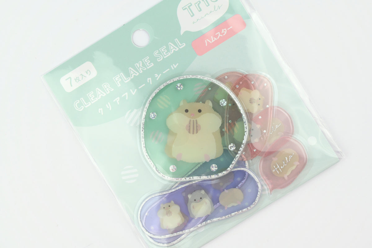 LABCLIP Clear Flake Stickers - Trio Animals - Hamster