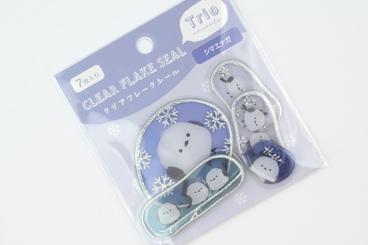 LABCLIP Clear Flake Stickers - Trio Animals - Shimaenaga