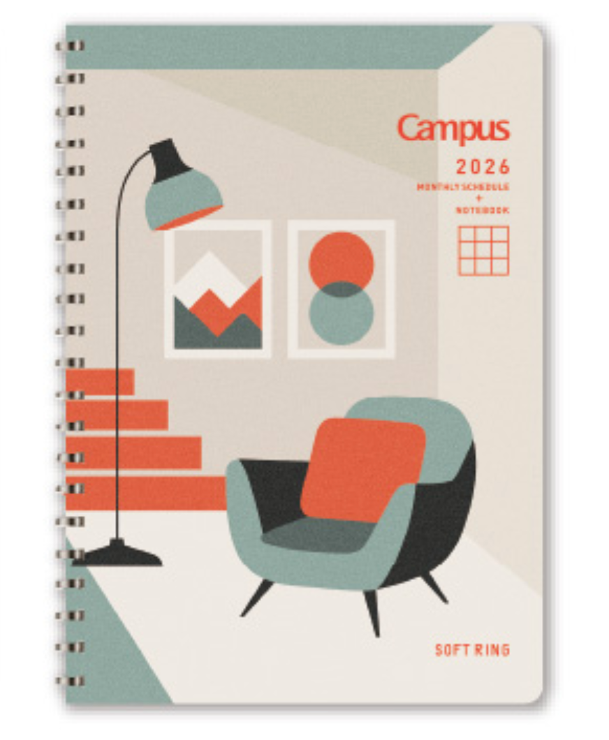 Kokuyo Campus Soft Ring Diary 2026 - B6 - Interior Red