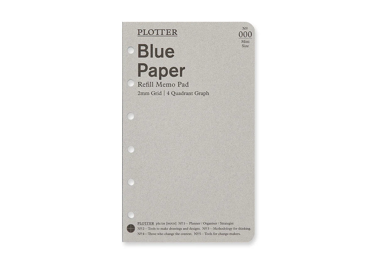 PLOTTER Refill Memo Pad - 2mm Grid Quadrant Blue Paper - Mini Size - US Exclusive