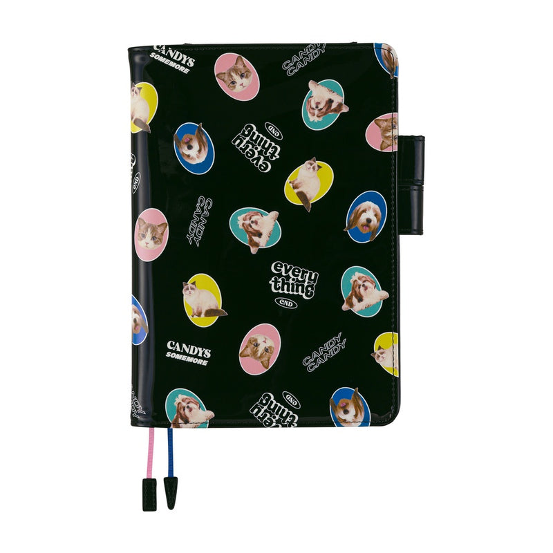 Hobonichi Techo Cousin Cover 2026 - Candy Stripper: Random Dog & Cat (Black) - A5